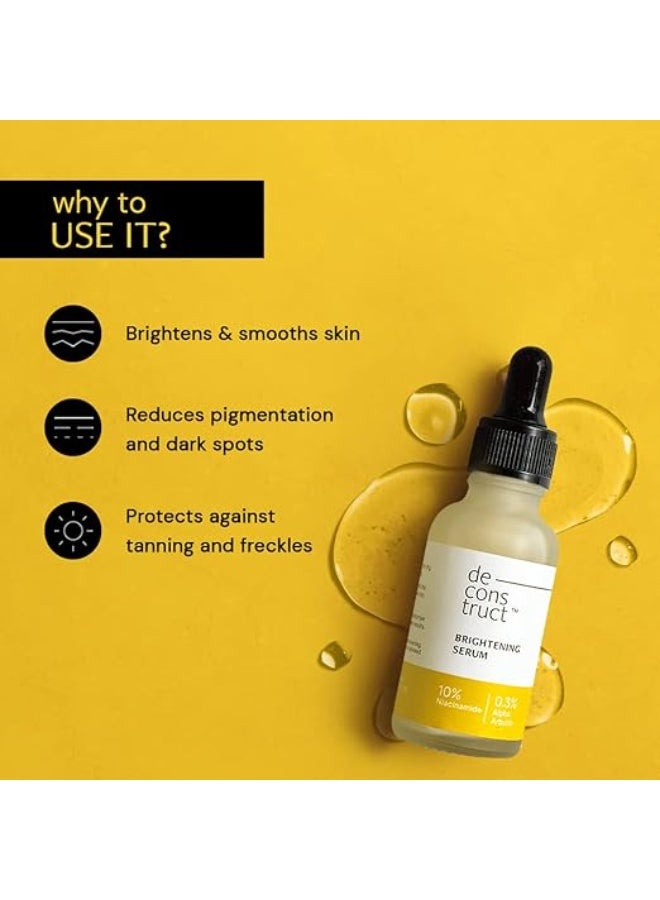 Deconstruct Brightening Face Serum for Pigmentation & Dark Spots Removal | 10% Niacinamide + 0.3% Alpha Arbutin | For Men & Women | Reduces acne marks, tan & freckles | 30ml each, pack of 2 - Image 4